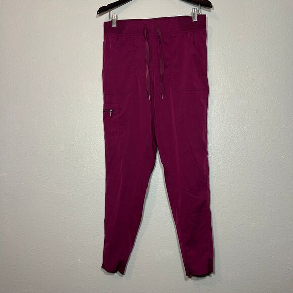 ADAR Medical Scrub Jogger Pants Burgundy Drawstring Pockets Stretch Comfort Work - Picture 1 of 7